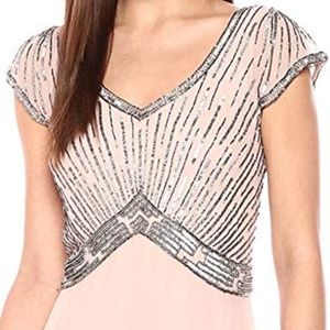 J Kara Women's Petite Sweet Heart Neck Long Dress